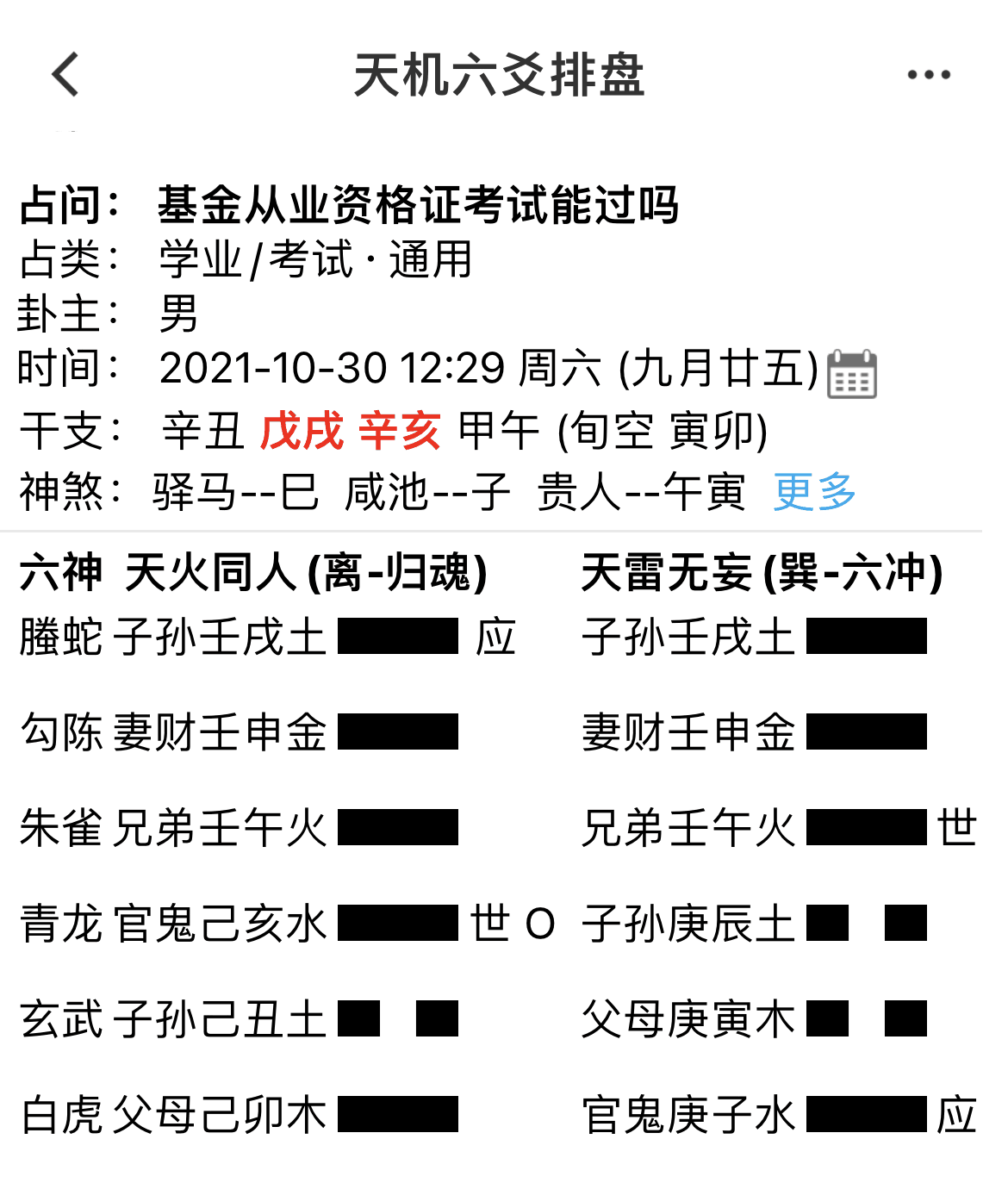 六爻测六级考试,动爻太多三合局